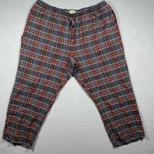 LL Bean Mens XXL Flannel‎ Pajama Pants Grey Red Plaid Cotton Sleepwear Lounge